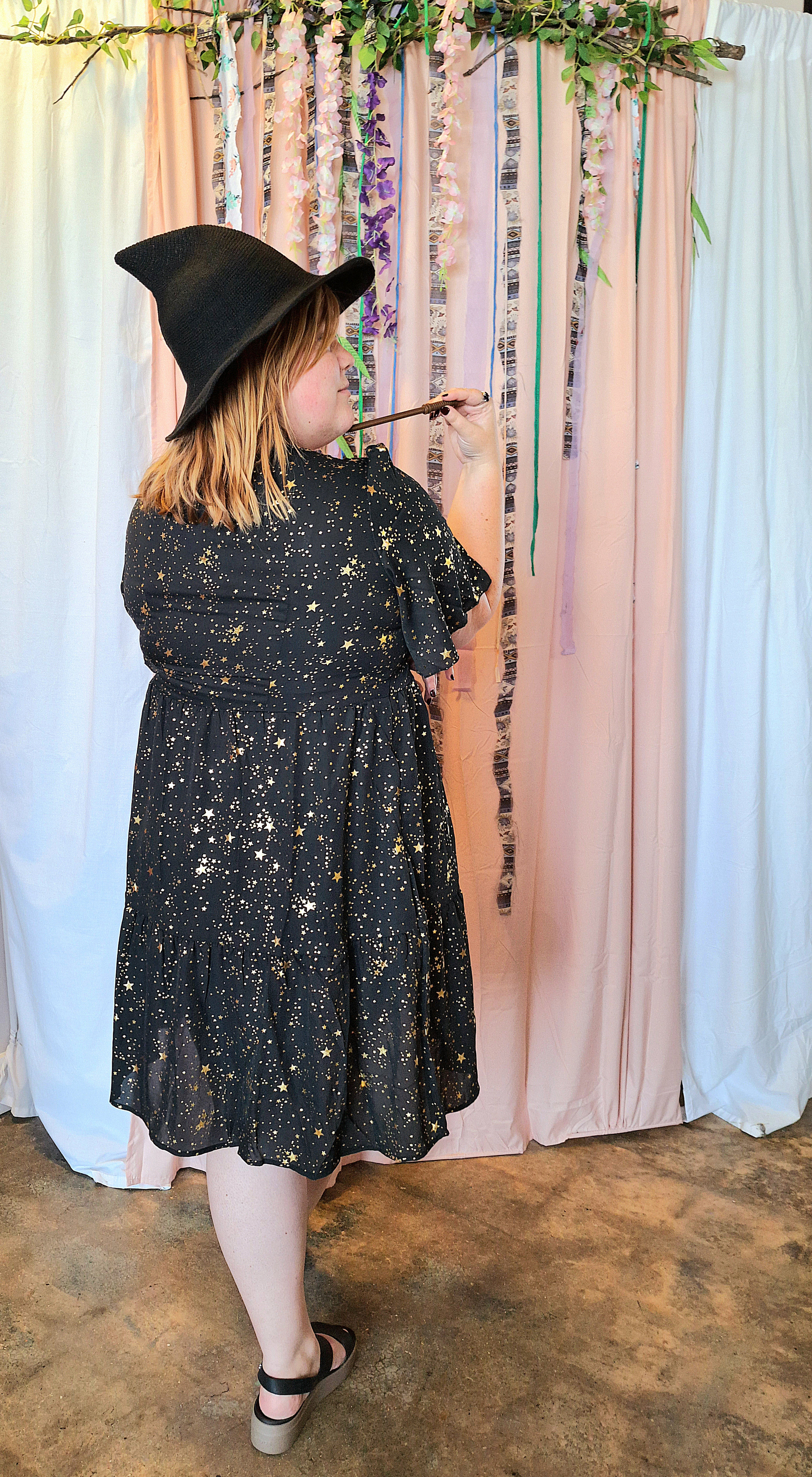 metallic star dress Black Premium Faux Leather Metallic Star Mini Dress